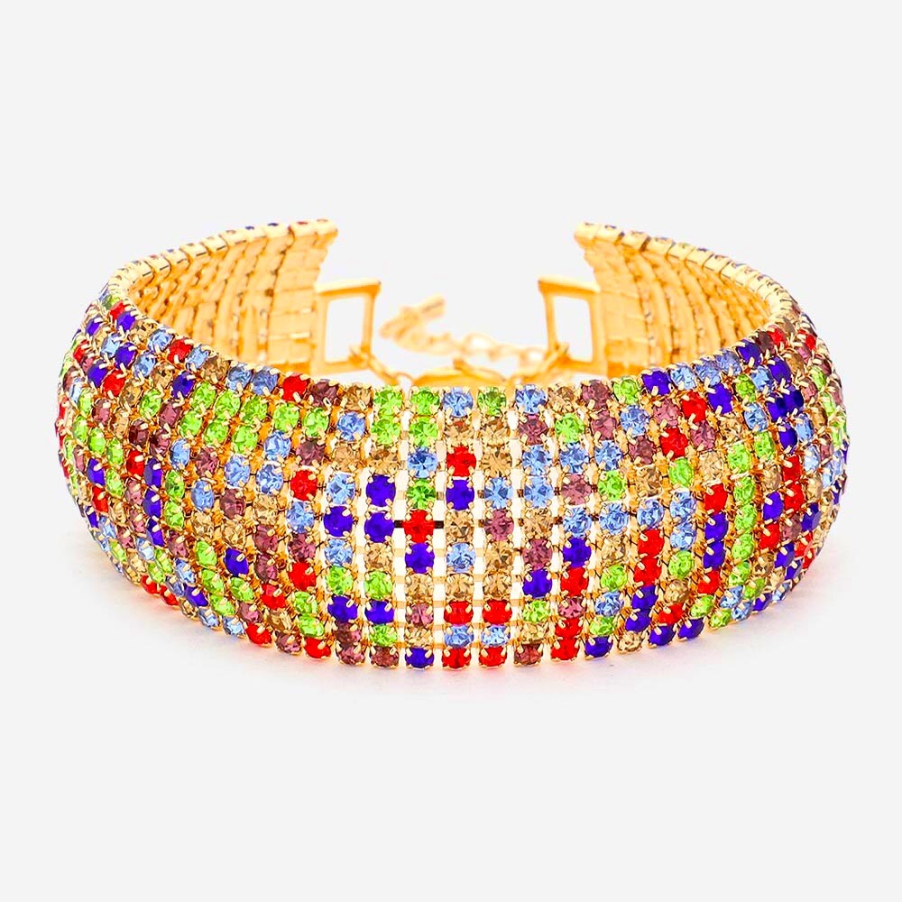 Gold Rhinestone Evening Bracelet